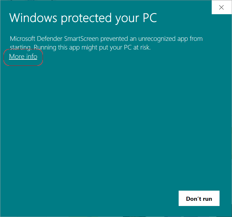 Windows unknown publisher warning